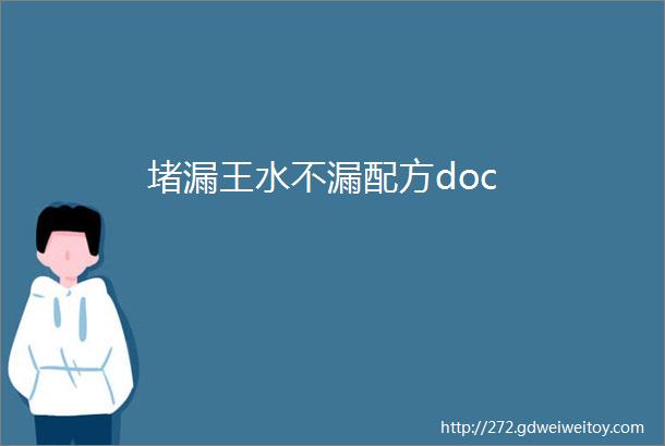 堵漏王水不漏配方doc